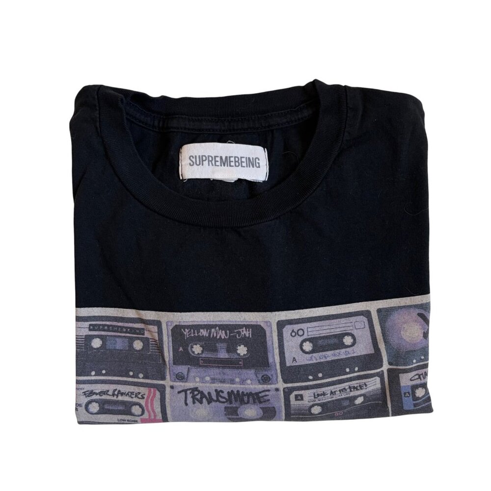 Supremebeing "The Reel Tee" Retro Cassette Tape T-Shirt (Black) - Size Small